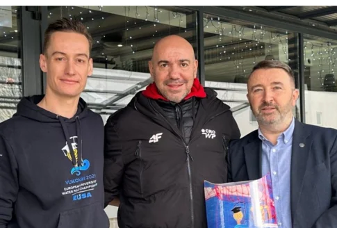 Croatian waterpolo national team introduced to EUSA Water polo Vukovar 2025